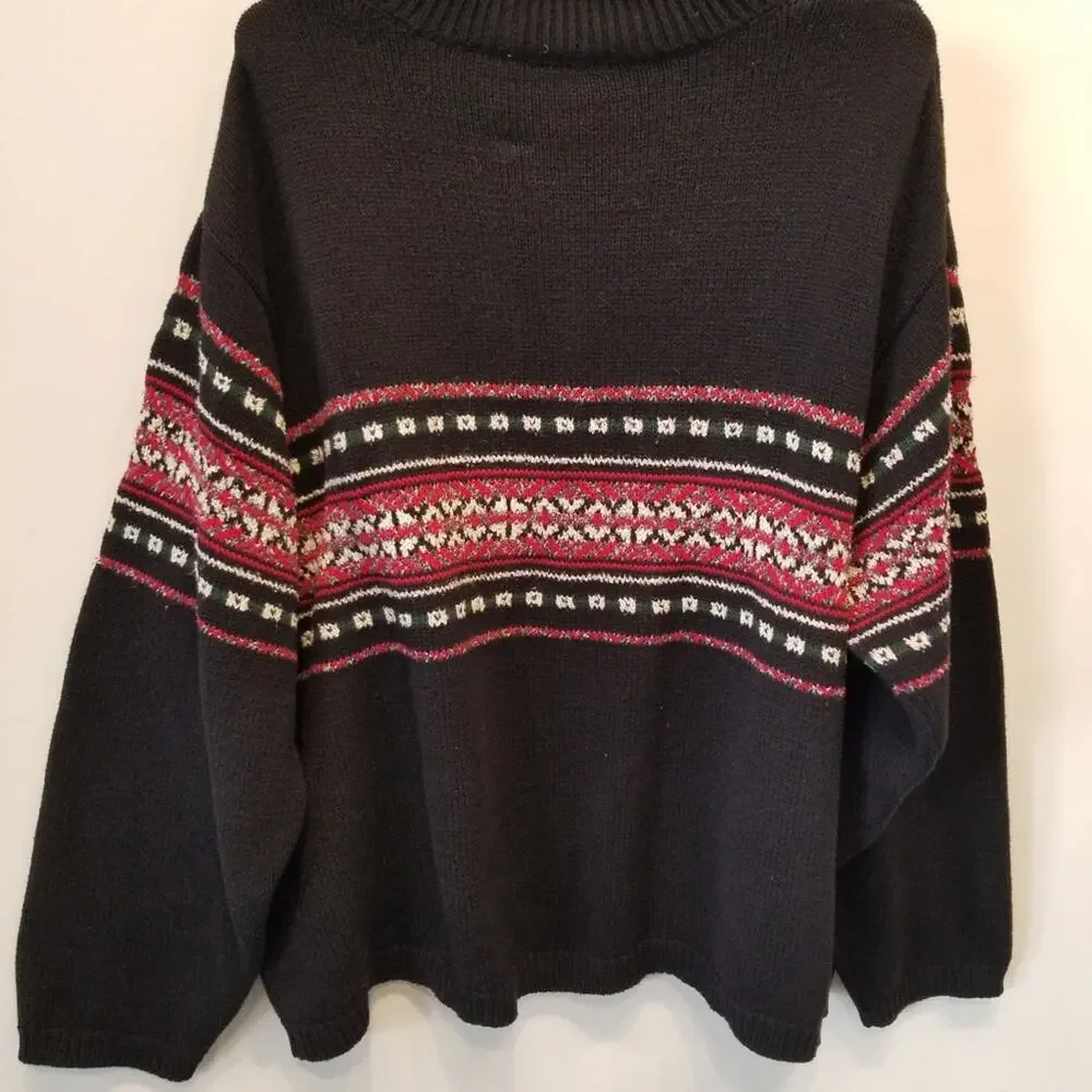 Liz‎ & Company Vintage Cotton Ski Sweater Gift Aztec Print Warm Pullover Size 2X